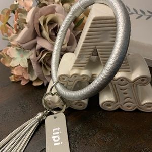 Faux Leather Tassel Bangle Keychain